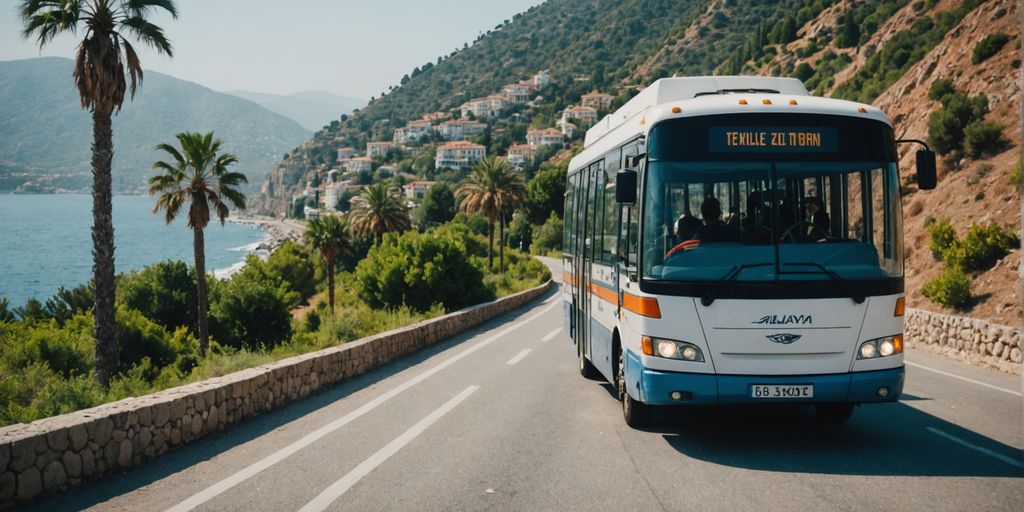 Shuttle bus on coastal road to Alanya