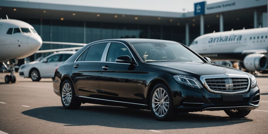 Chauffeur-driven luxury car at Antalya Airport entrance