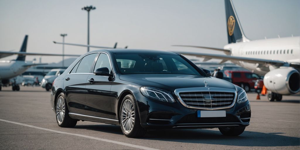 Luxury car at Antalya Airport for executive transfer.