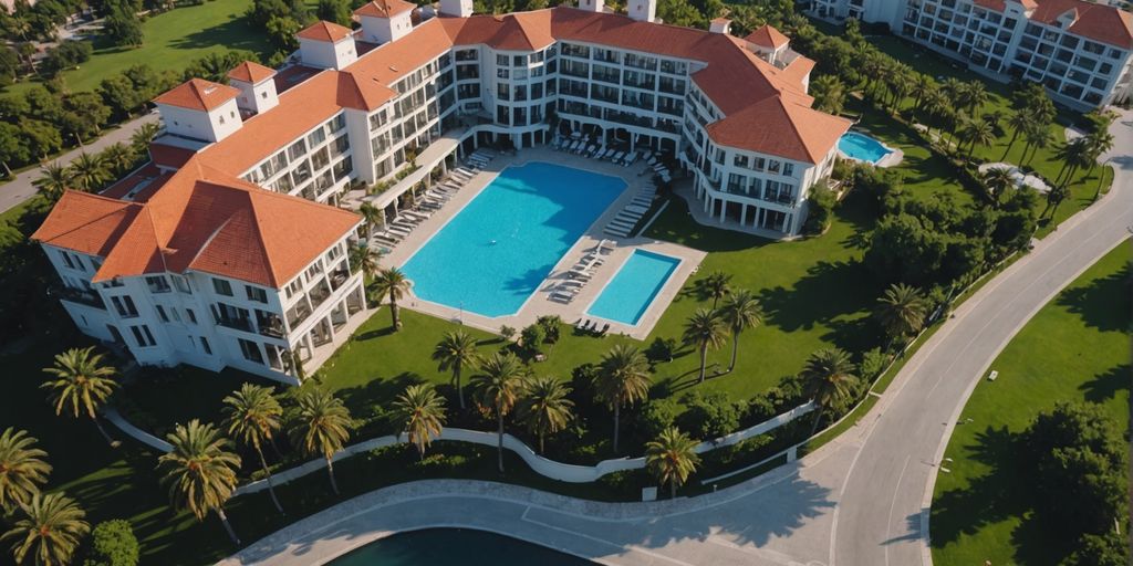 Aerial view of Gural Premier Belek resort amenities.