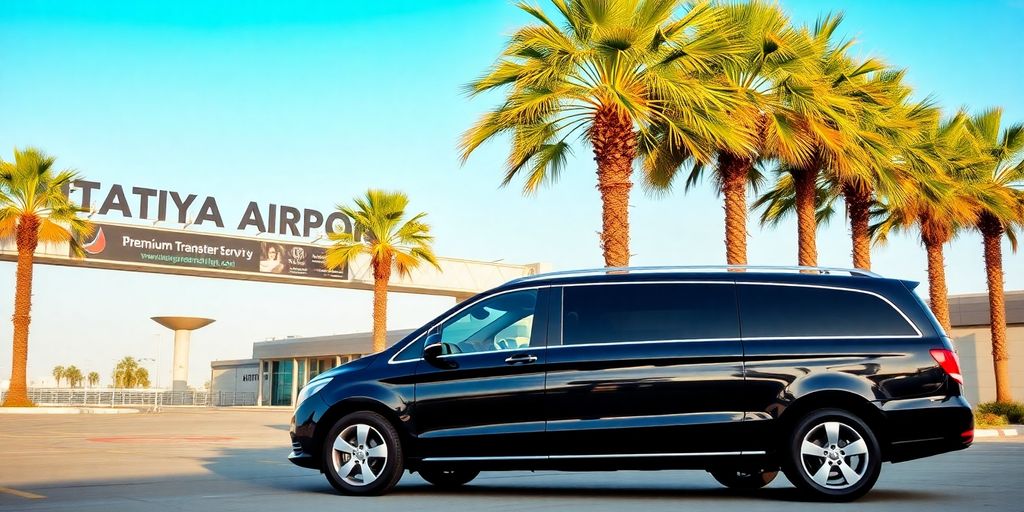 Luxurious airport transfer vehicle at Antalya Airport.