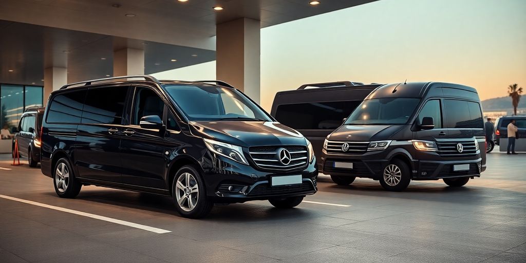 Luxury chauffeur vehicles in Antalya airport transfer scene.